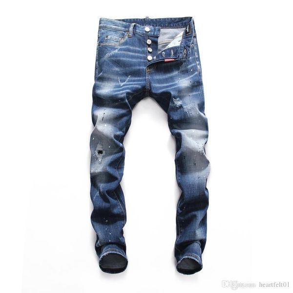 

brand jeans mens luxury designer jeans baggy biker high waisted ripped rock revival black skinny men jean jeckets long pants trousers 068, Blue