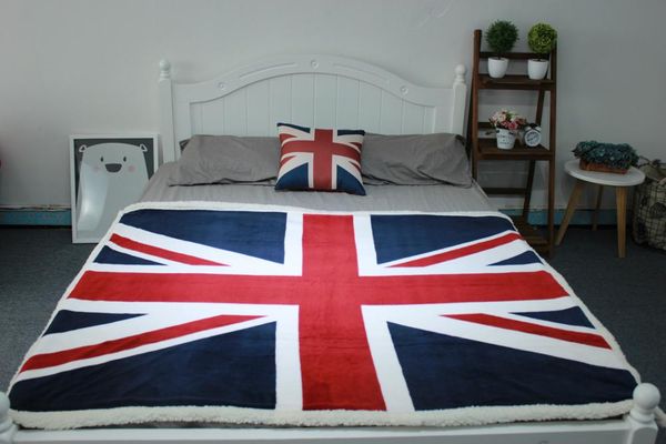 

double layer british flag american stars flag flannel throw blanket 130*150cm, short plush flannel blanket sheet for beds sofa