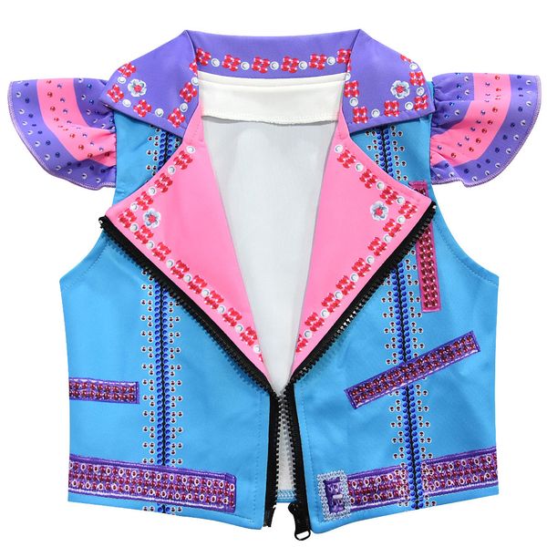 

4-12 years jojo siwa set girls full sleeveless jacket vest dress hair clip girls cosplay costume clothing jojo siwa suit clothes, White