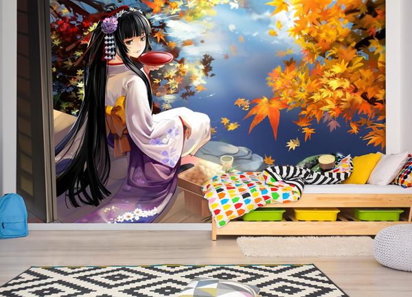 

self-adhesive] 3d beautiful girl 22013 japan anime wall paper mural wall print decal murals