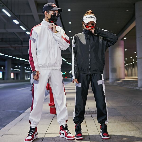 

2019 весна и лето новый стиль спортивный набор мужчин и женщин-весна осень hoodie вскользь спортивная одежда женская одежда пара, White;black