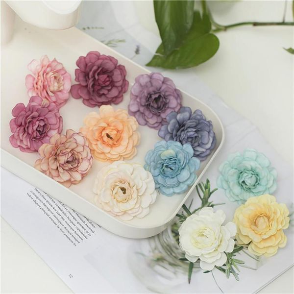 

10pcs artificial silk rose flower heads diy craft wreath gift scrapbooking for wedding home decoration fake flowers