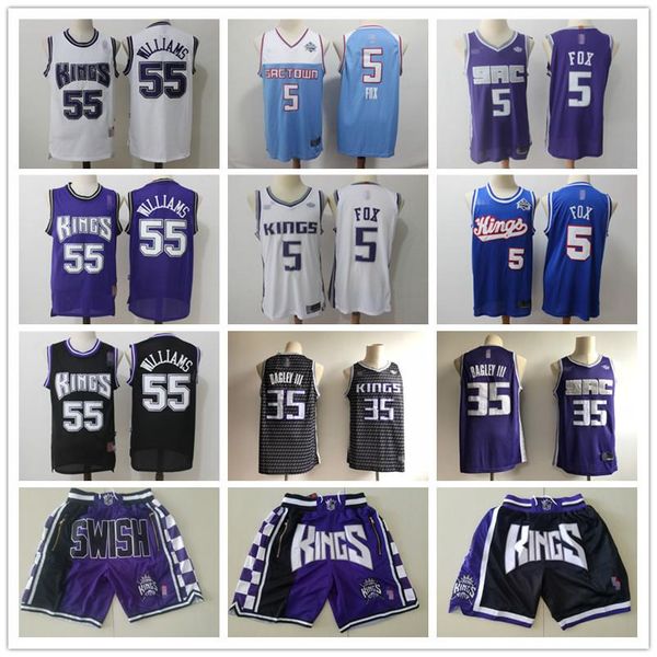 

mens sacramento kings throwback jerseys de'aaron 5 fox marvin 35 bagley iii jason 55 williams basketball shorts basketball jers, Black;red