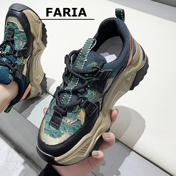 

mixed colors sneakers women flat platform sneakers chunky loafers women's female shoes flat platform trainers women's, Black
