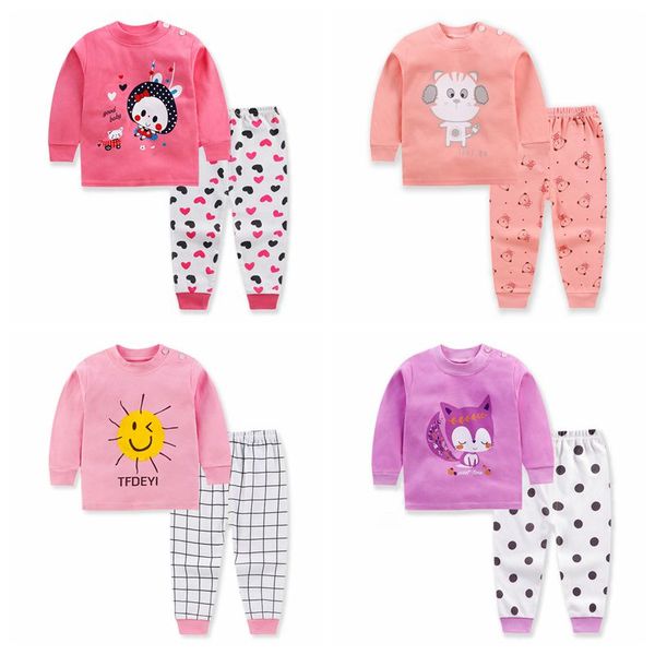 

73-110cm autumn new cartoon baby boy clothing set infant clothes baby girls home clothing cotton long sleeve clothes, White