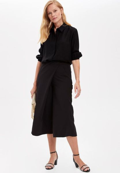 

defacto women fashion black loose trousers for women's casual pants straight comfort crop pants female new - h9082az17hs, Black;white