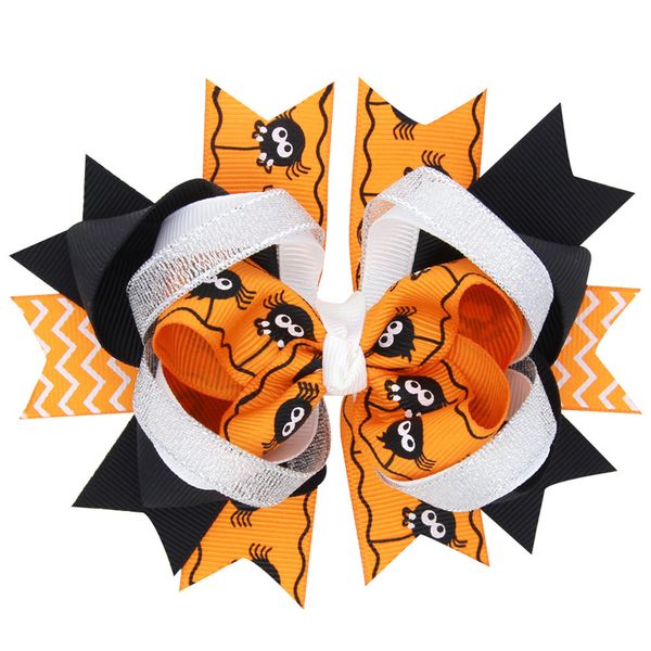 

new halloween hair clips girls baby ribbon hair bows barrette for children kids cute cartoon fashion party headwear hair accessories 12*9cm, Golden;silver