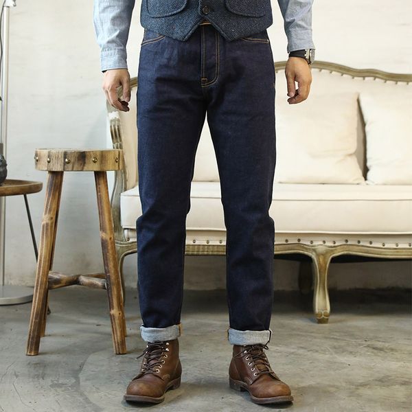 

gt-0002 read description raw indigo selvage washed denim slim fitting pants sanforized raw denim jean 12oz, Blue