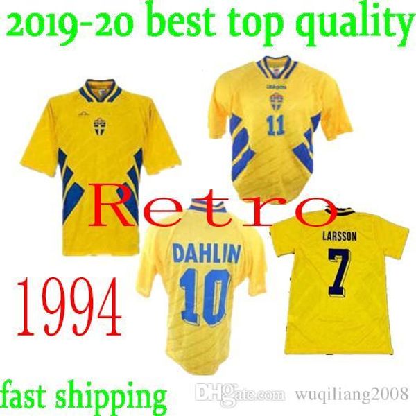 

1994 world cup weden retro jer ey brolin cla ic hirt dahlin ander on occer football hirt cami a de futebol maillot foot cami eta, Black;yellow