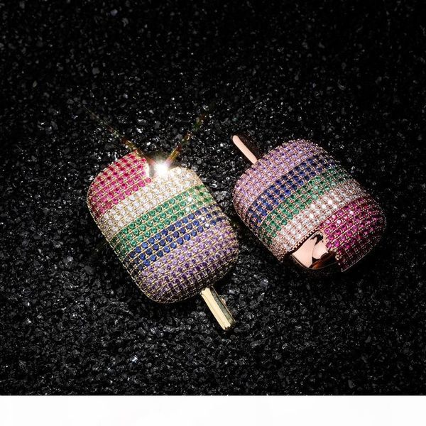 

европа и америка лето trendy hip hop ожерелья позолоченные bling bling красочные cz-мороженое ожерелье для мужчин женщин, Silver