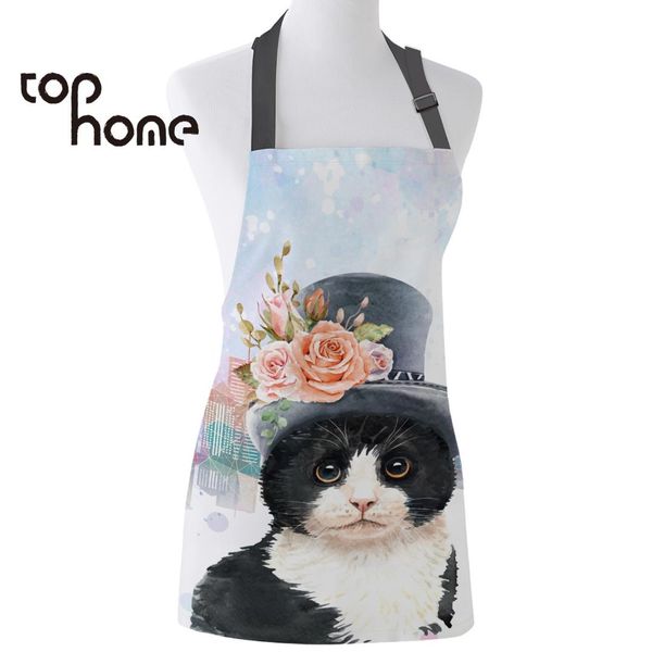 

tophome кухонный фартук ванкувер фон кошка печатных рукавов холст фартуки для мужчин, женщин, детей, домашних инструментов для очистки