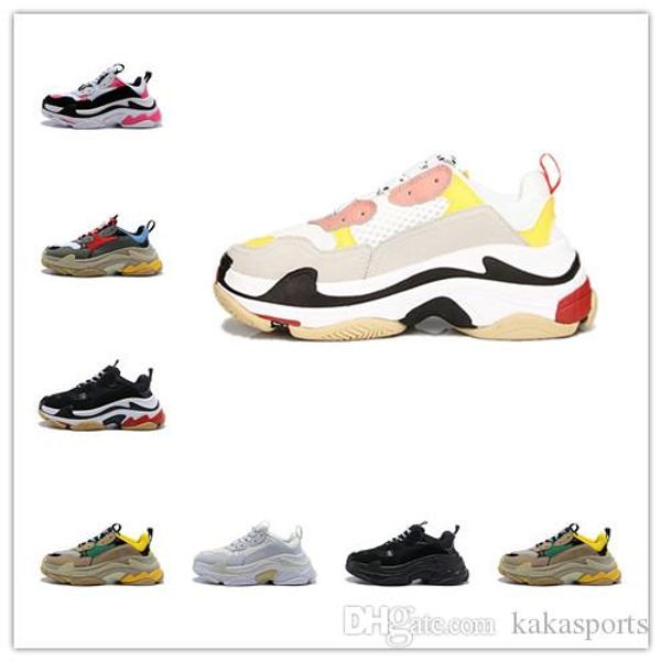 

2019 designer paris 17fw triple sneakers for men women black red white green pink casual dad waterproof platform tennis shoes