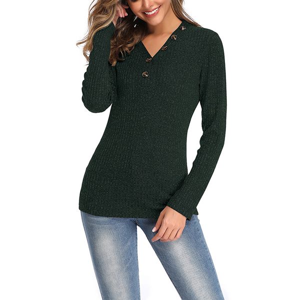 

v-neck button women sweater autumn fashion long-sleeve knitted sweaters solid color casual elegant bottoming pullover, White;black