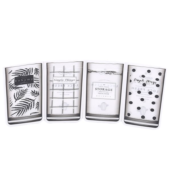 

4 pcs reusable stand up bag cup fresh bag snack storage pouch portable fruits leakproof seal containers package