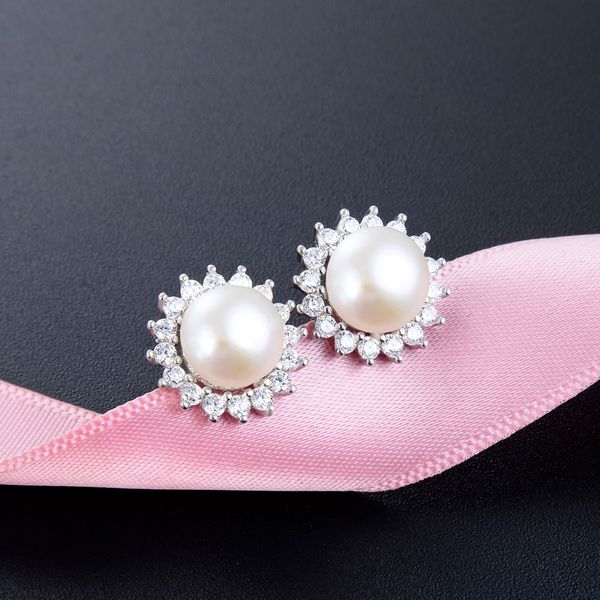 

other earrings accessories s925 sterling silver pearl women's fashion zircon jewelry wholesale, Golden;silver