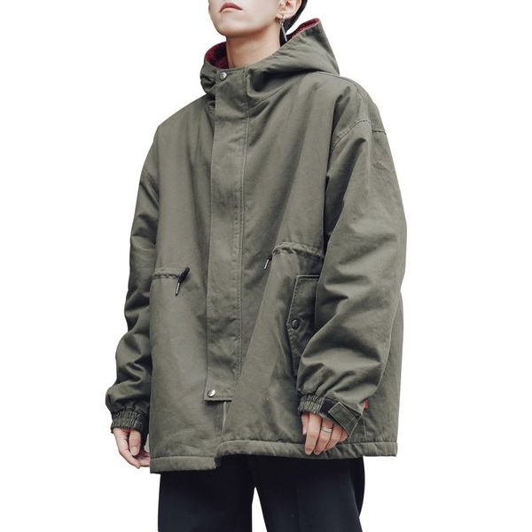 

autumn hooded jacket men streetwaer hip hip mens army green winter jackets and coats japenese veste homme mens parka cc50jk, Black;brown