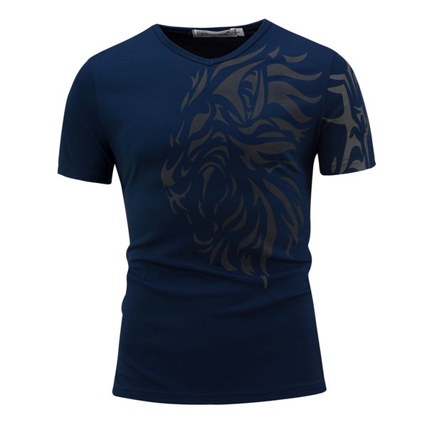 

летние мужские lion printed tshirts животных шаблон пуловер casual male тройники v шеи с коротким рукавом мальчики топы, White;black