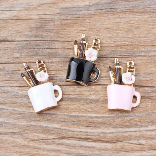 

cosmetic cup 10pcs enamel charms for jewelry making alloy pendant fit diy necklace bracelet drop oil accessories craft, Bronze;silver
