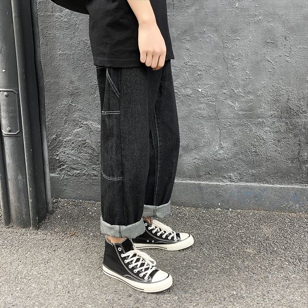 

nice summer корейская версия из девяти точек сыпучего four seasons взрывных trend wild black casual jeans, Blue