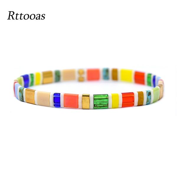 

rttooas rainbow tila beads bracelets miyuki bracelet pulseira mujer 2020 women jewelry colorful bohemian summer beach handmade, Golden;silver