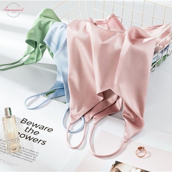 

women casual silk satin camisole plain strappy vest sleeveless blouse tank strap camis ladies summer camis solid red camisole, White