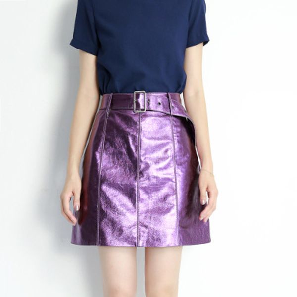 

2019 new fashion genuine sheep leather skirt e10, Black