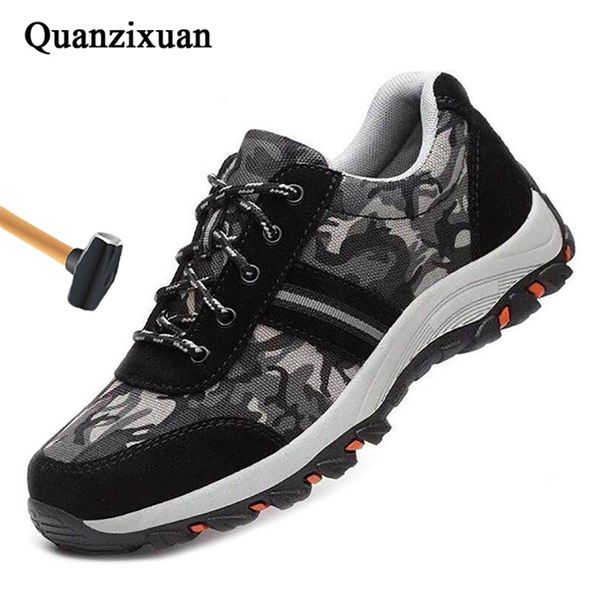 

men's work safety boot breathable puncture proof protetive safety shoes men sneakers anti-slip steel toe cap work shoes big size, Black