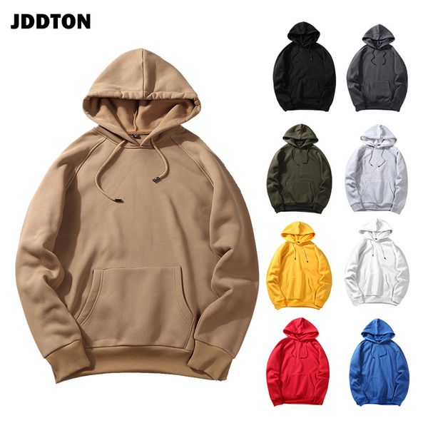 

jddton winter men solid fleece hood sweatshirt hoodies clothing casual streetwear fashion male loose outwear european size je245, Black