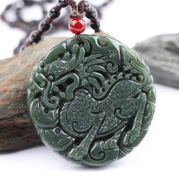 

природный hetian jade kylin кулон синьцзян hetian qingyu lucky qilin нефритовый кулон, Silver