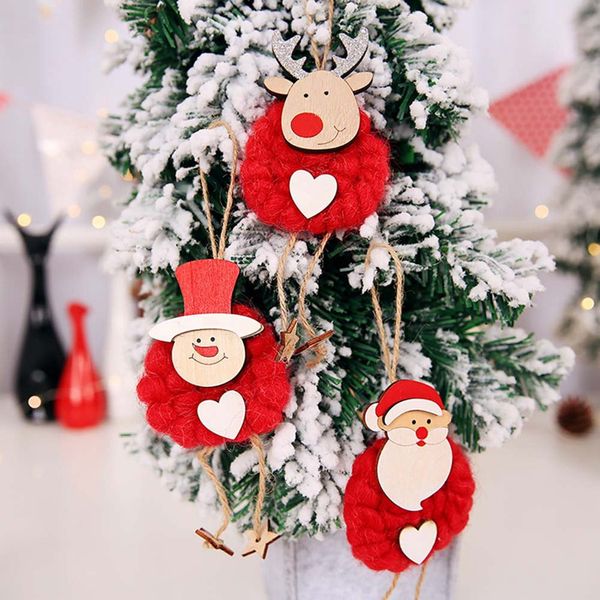

3pcs christmas decoration pendants toy outside xmas tree hanging ornament santa claus snowman bear elk doll for home decor