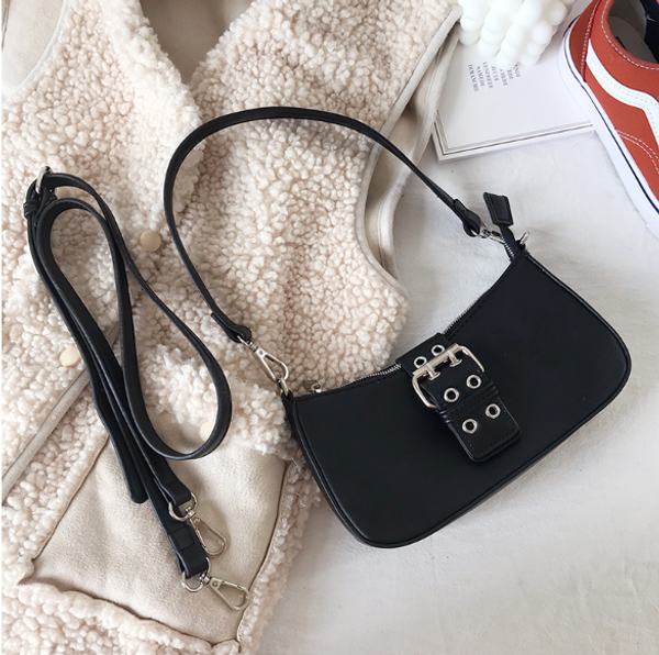 

fashion women's bag baguette one shoulder small bag lady cute girl vintage messenger cross body black h4558