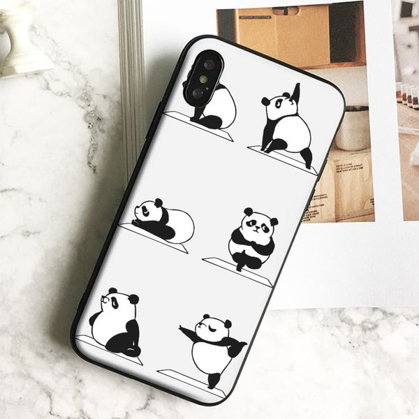 

fundas luxury panda yoga phone case for iphone 11 pro xs max xr 8 7 6s plus 5 se case soft black tpu silicone cover.