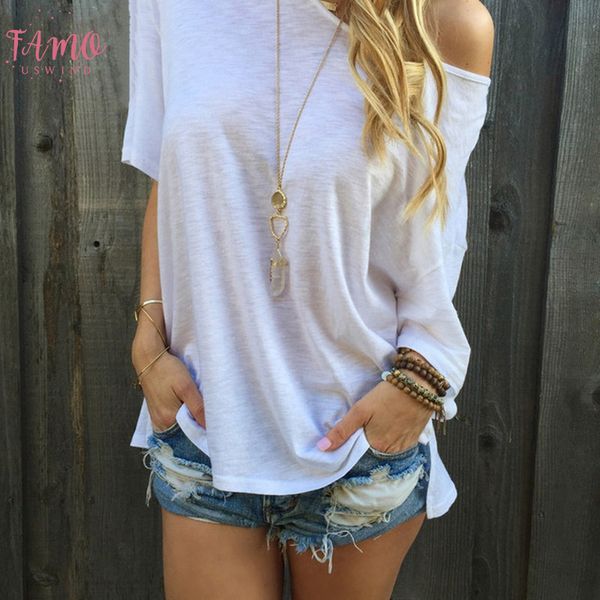 

femme sexy бретелек тенниска лета один tops плеча для женщин половина рукавом рубашки повседневный плюс размер, White