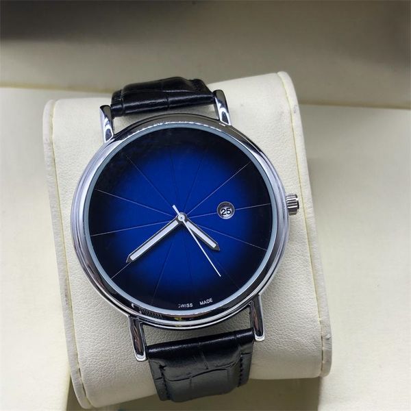 

19 new 3a automatic quartz watch men's watch waterproof fashion simple calendar leather band wristwatches lucky wheel, Slivery;brown