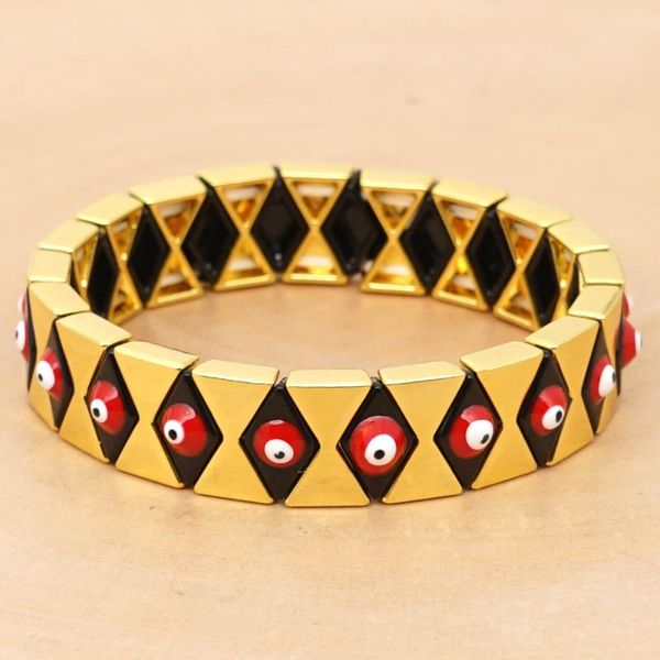 

shinus bracelets for women fashion jewelry turkish evil eye bracelet men enamel tile beads gold summer pulseira armband bohemian, Golden;silver