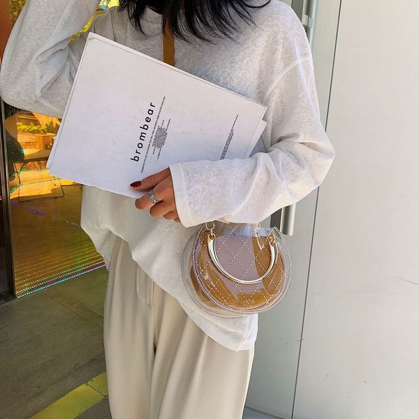 

transparent hard handle handbag women's 2020 new style beach bag single-shoulder crossbody bag