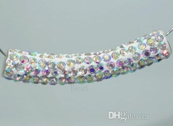 

ab wholesale 50*10mm long bending tube crystal beads charms for bracelet