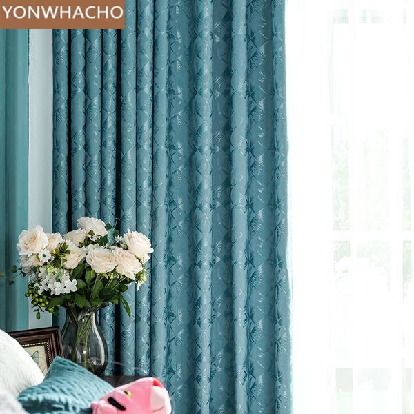 

custom curtains high-grade atmosphere simple modern bedroom luxury american blue cloth blackout curtain tulle drapes b506