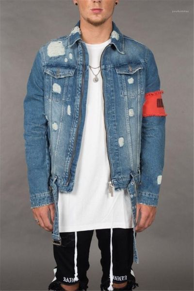 

jackets winter designer ripped distressed zipper fly jean jackets fashion casaul mens streetwear teenager designer jean, Black