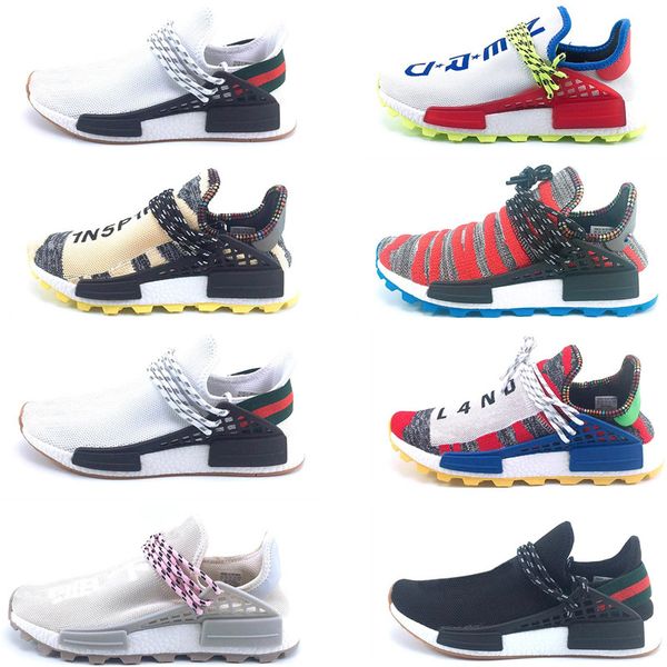 

human race running shoes mens womens pharrell williams hu runner yellow black white red green grey blue sport sneaker size 36-47