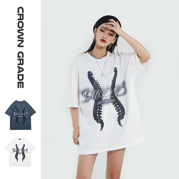 

brand fashion luxury designer men gothic style harajuku сыпучие негабаритные printed нейтральная мужские с коротким рукавом футболки america, White;black