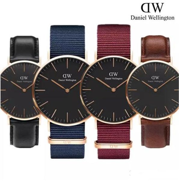 

New 40mm mens Daniel Wellington dw watches men luxury brand watch women 36mm fashion Quartz watch Waterproof leather blue nylon belt watch