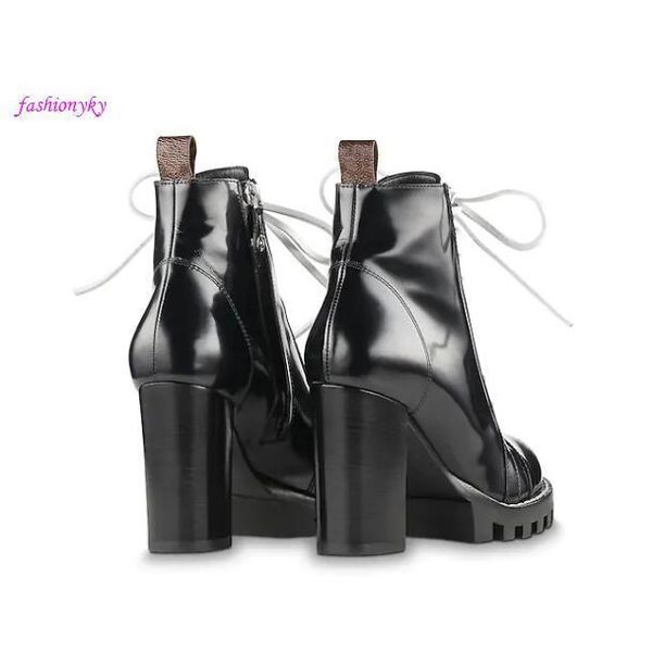 

women's leather boots star trail popular thick heel black leather shoelaces rubber outsole luxury1a2y7w martin bootswith box