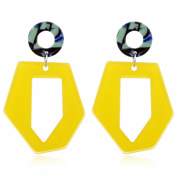 

diezi korean hollow out yellow geometric acrylic statement drop dangle earrings for women bijoux friends party gifts jewelry, Silver