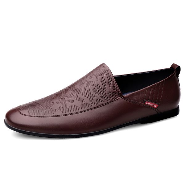 

mens slip on casual shoes moccasins men's loafers genuine leather footwear walking driving shoes breathable loafer flats male, Black