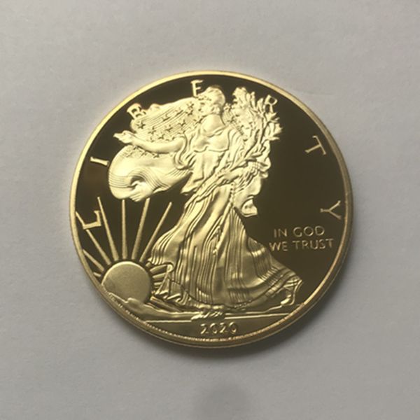 10 piezas la insignia del águila de la libertad 24k chapado en oro 40 mm moneda conmemorativa estatua americana libertad recuerdo gota monedas aceptables La mejor calidad