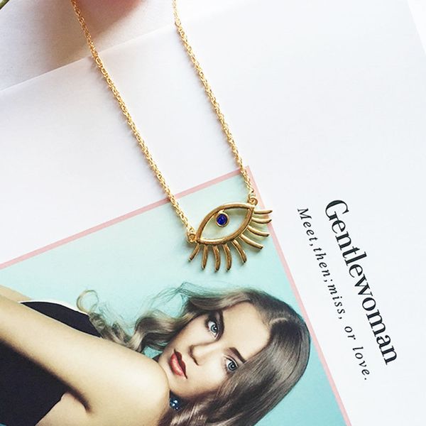 

trendy fashion evil eye necklace women neck jewelry simple long chain choker necklace women accessories, Silver