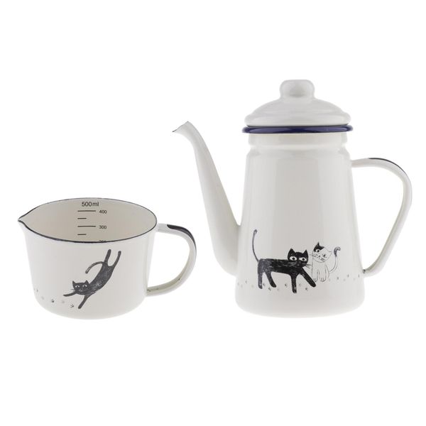 

500ml/17oz measuring cup drinking mug pitcher + 1.1l teapot coffee kettle