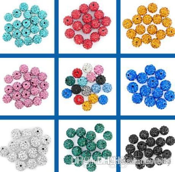 

100pcs/lot fasion 10mm mixed multi color ball crystal crystal bead bracelet necklace beads.z94 beads lotrhinestone diyu3535 g94