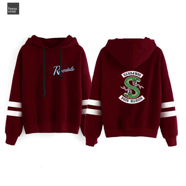 

новый riverdale толстовка толстовки south side льняные уличная змеи hoodie женщин с длинным рукавом полосатой пуловер топы harajuku hoodie, Black